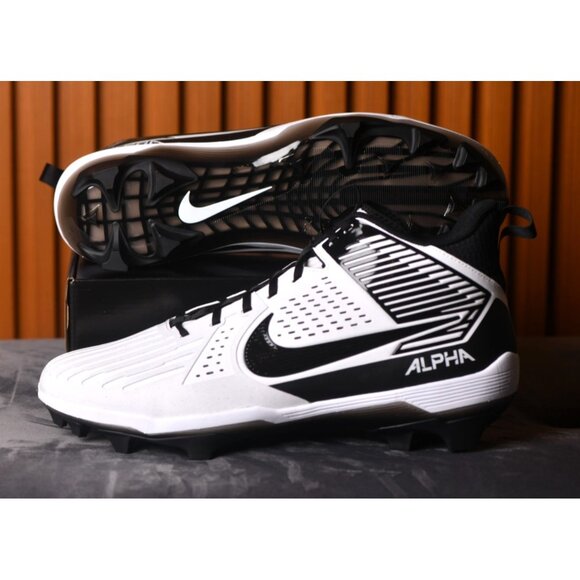 New! Size: 15 Men | Nike Alpha Menace Strong Football Cleats White/Black - Picture 13 of 16